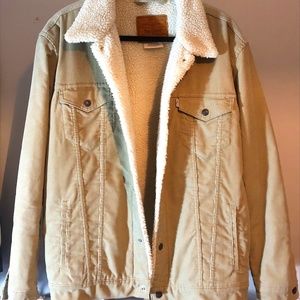 Vintage Levi's Sherpa Jacket XXL beige Cord Corduroy Fur lined R18681